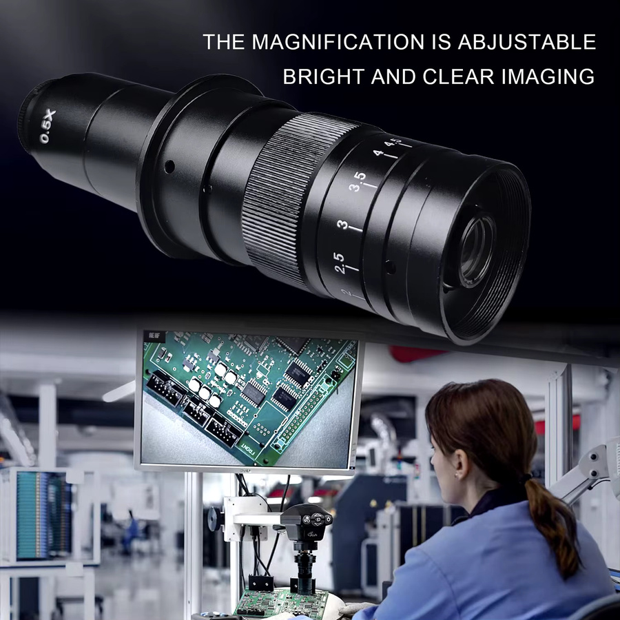 YIZHAN C-Mount Zoomobjektiv mit einstellbarer optischer Linse 40/50mm in Schwarz für Mikroskope - Bild 5