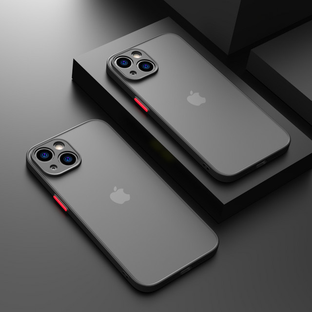 Jingjia Stoßfeste Handyhülle mit mattem Design für iPhone 15 14 13 12 11 Pro Max in Transparent und Blau - Bild 1