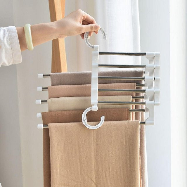 Home Magic Multifunktionales Klapp-Hosenregal aus Metall mit Clips in Weiß - Bild 1