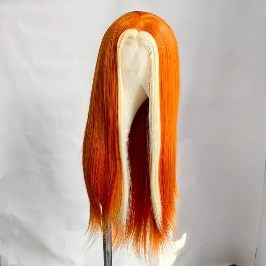 UStyleHair Perücke, Orange mit blonden Highlights, Lace-Front, synthetisch - Bild 2