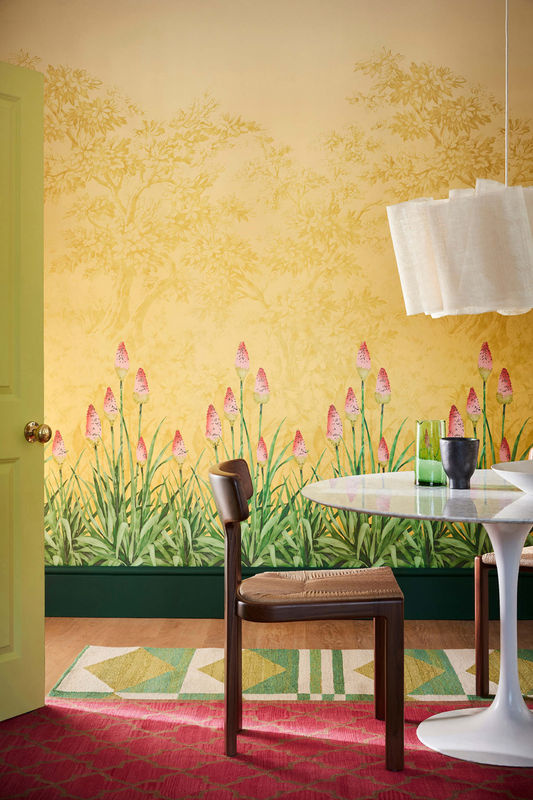 Little Greene Tapete Upper Brook Street Soleil in Gelb mit floralem Vintage-Design und botanischem Muster aus Vlies - Bild 3