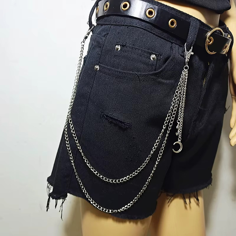 UMTNOR Schlüsselanhänger Kette, Mond, Stern, Nieten, Schädel, Unisex - Bild 2