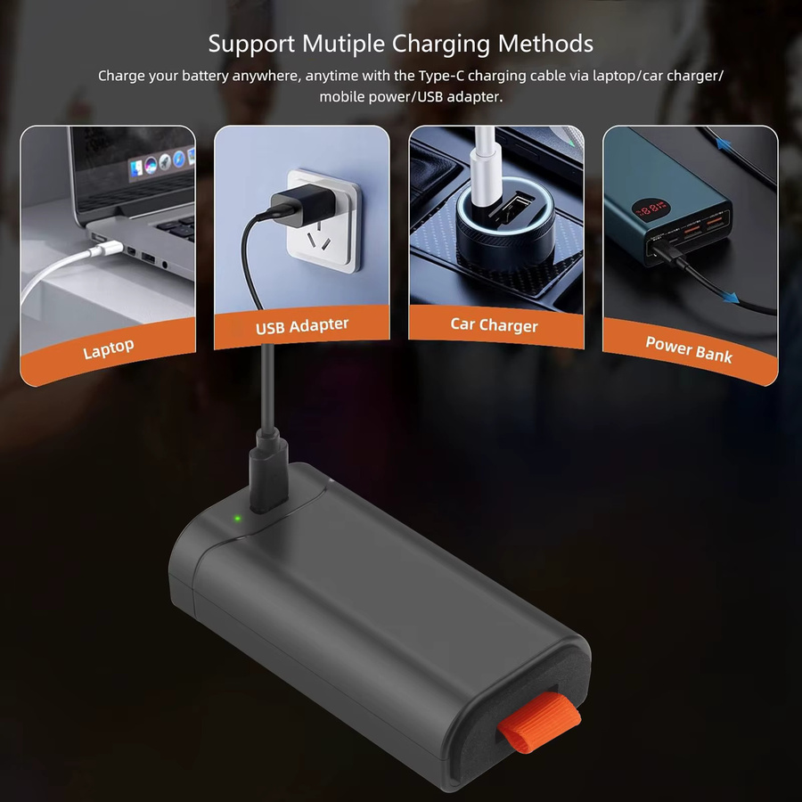 Probty Ersatzakku mit 6800mAh und USB-C Anschluss für JBL PartyBox Club 120 in Schwarz - Bild 4