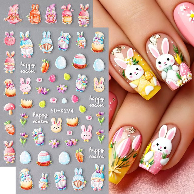 Full Beauty Nagelaufkleber 3D Hasen Cartoon, Glänzend - Bild 1