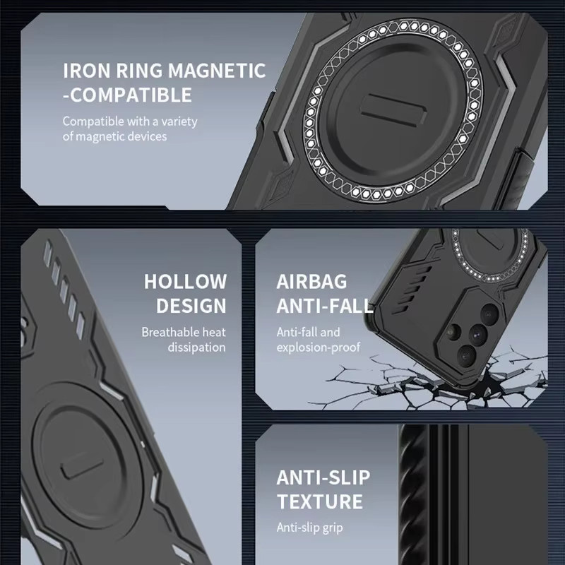 Robuste magnetische Schutzhülle aus PC und TPU für Samsung Galaxy S26 Ultra S25 Edge Plus A57 A56 und weitere Modelle in Blau mit Airbag Anti-Drop-Schutz - Bild 3