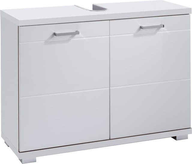 Waschbeckenunterschrank byLIVING NEBRASKA in Weiß Hochglanz mit Rillenfräsung, B: 80 cm, H: 59 cm, T: 31,5 cm - Bild 1