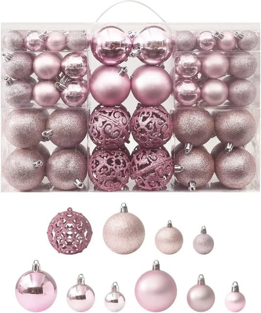 furnicato 100-teiliges Weihnachtskugel-Set in Rosa aus Kunststoff - Bild 1