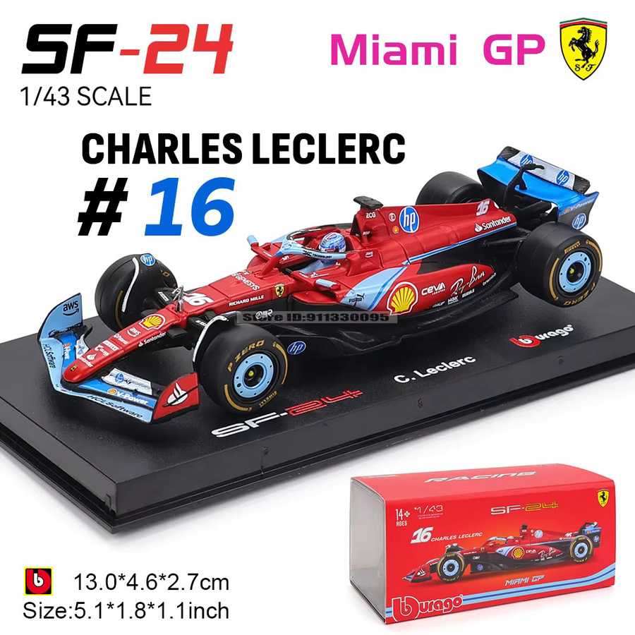 Bburago Ferrari SF24 Miami Grand Prix, Automodell, 1:43, ab 14 Jahren - Bild 3