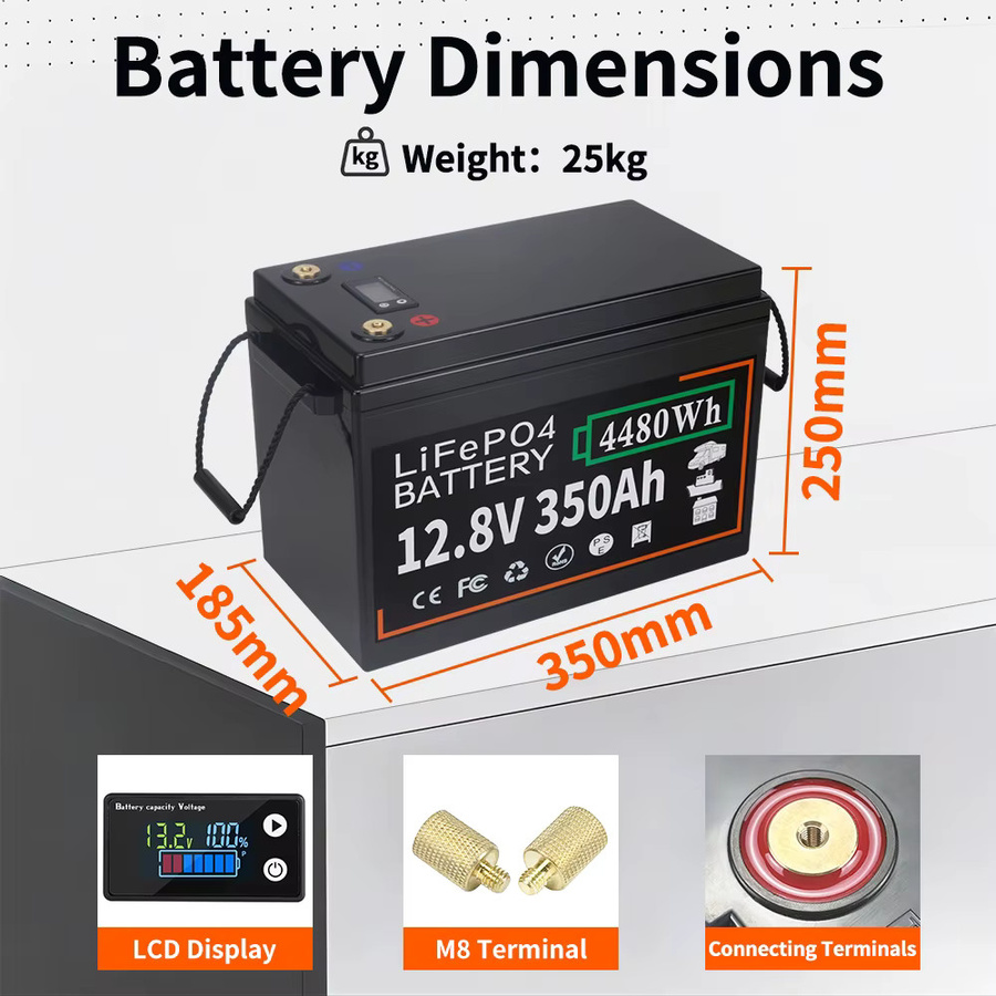 Likctt 12V 350Ah LiFePO4 Lithium-Eisenphosphat-Batterie mit 100A BMS und 4480Wh Kapazität für Wohnmobile, Camping und Off-Grid Anwendungen - Bild 2