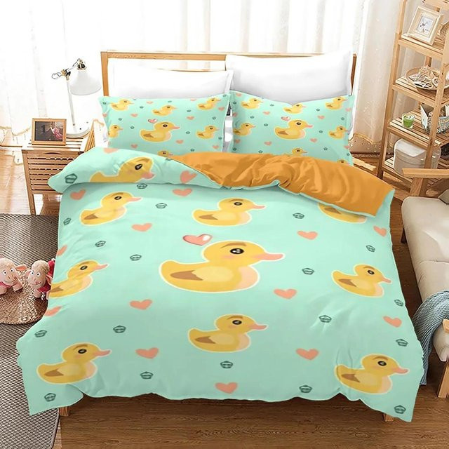 Binchi Outdoor Product Bettwäsche Set Gelbe Ente mit Bettbezug und Kissenbezug, Microfaser, B/H: 240 x 220 cm - Bild 1