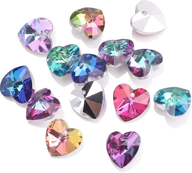 YUANZHIRUN Anhänger-Charms, Kristall-Liebes-Herz-Perlen, Glas, Pfirsich, 8 mm - Bild 1