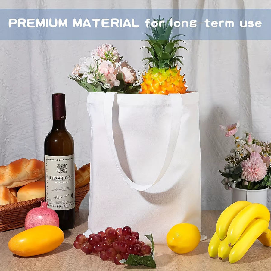 6er-Pack leere DIY-Leinentaschen aus Baumwolle in Weiß, Schwarz und Beige für Sublimation, Basteln und Geschenke - Bild 2