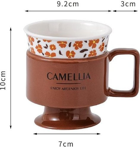 Luxuriöse Keramiktasse im Hahnentritt-Design von Yiran Furniture, weiß und braun, 350,5 ml - Bild 1
