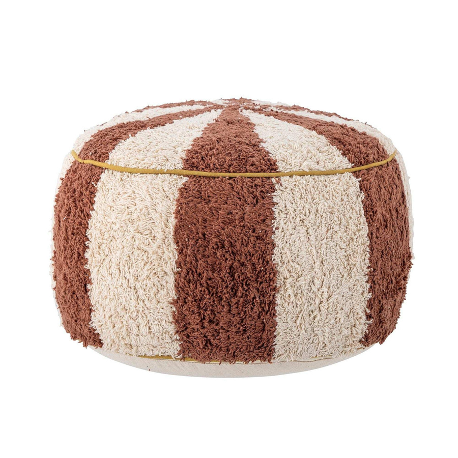Bloomingville Mini Charoline Pouf aus Baumwolle in Braun mit Streifen, Durchmesser: 44 cm - Bild 1