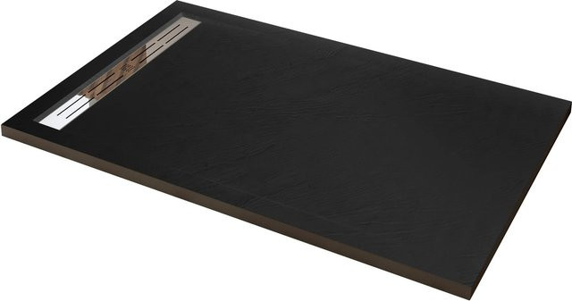 AICA Rechteckige Duschtasse aus Mineralguss in Schwarz mit Stein-Effekt, B/T/H: 120 x 90 x 3 cm - Bild 1