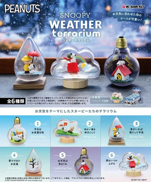Snoopy Wetterterrarium Charlie Brown Red House Re-Ment Blind Box Anime Figur als Sammlerstück und Ornament in Multicolor - Bild 1
