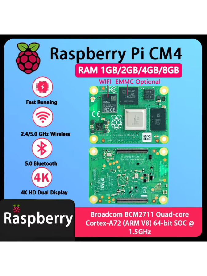 Raspberry Pi Compute Module 4 CM4 mit BCM2711 Quad-Core CortexA72, eMMC und optionalem WLAN in Grün - Bild 3