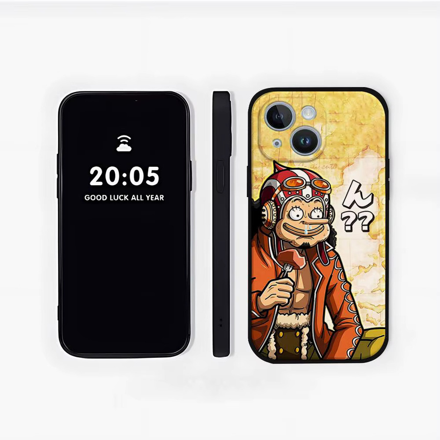 ONE PIECE Usopp Handyhülle aus Silikon für iPhone 17 16 15 14 13 12 11 Pro Max Mini X Xs XR in Schwarz - Bild 2