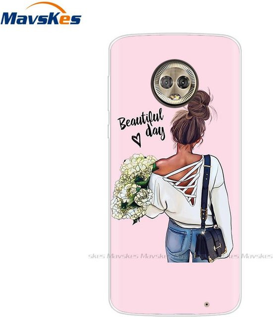 Silikon Schutzhülle für Motorola Moto G6, Moto G6 Plus und G6 Play in Transparent und Pink - Bild 1