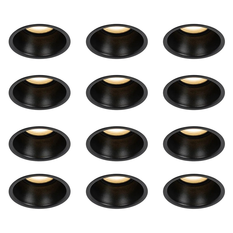QAZQA Set mit 12 schwarzen Einbauleuchten GU10, mattschwarz, IP44, 50 mm Durchmesser - Bild 2
