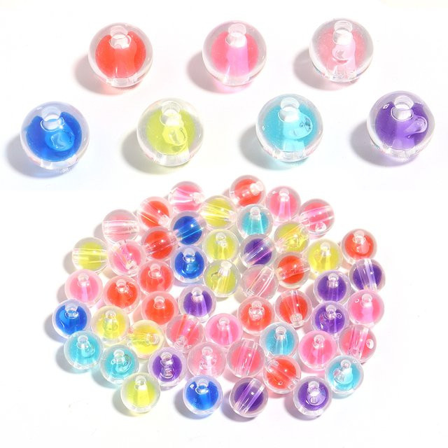 lingsai Perlen Acryl, transparent, rund, 12 mm, mehrfarbig, 50 Stück - Bild 1