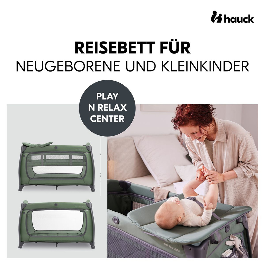 Hauck Reisebett Set Play N Relax Center mit Komfort Matratze und Spielzelt in Plants Dark Green - Bild 3