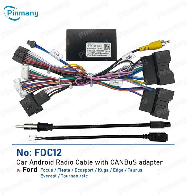 Pinmany CAN Bus Decoder Adapter Kabelbaum für Ford Focus Fiesta Ecosport Kuga Edge Taurus Everest Tourneo mit FDC12 Power Kabel - Bild 1