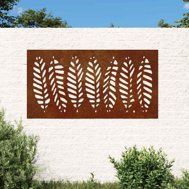 vidaXL Garten-Wanddeko aus Cortenstahl in Braun mit Blatt-Design, Breite: 105 cm, Höhe: 55 cm - Bild 1