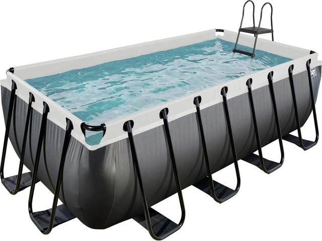 Exit Rechteckiger Rahmenpool Black Leather Pool in Schwarz mit Filterpumpe und Poolleiter, B/T/H: 400 x 200 x 122 cm - Bild 1