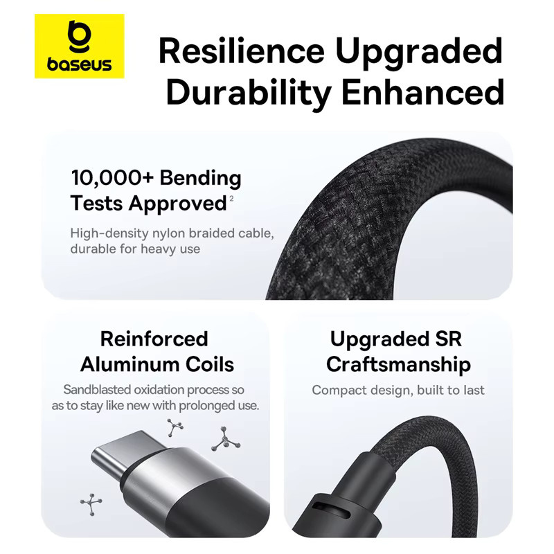 Baseus 3 in 1 USB C auf Typ C PD Schnellladegerät 100 W Datenkabel für MacBook iPhone Samsung Xiaomi in Schwarz oder Blau - Bild 5