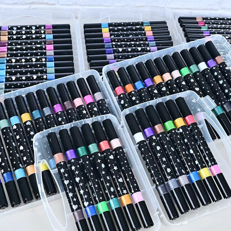 24er-Pack Zweifarbige Glitzerstifte mit weicher Pinselspitze in Multicolour, lichtbeständige Perlglitzerstifte - Bild 2