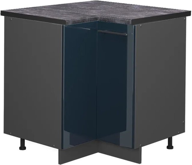 Vicco Eckunterschrank Fame-Line Küche Anthrazit Dunkelblau Hochglanz mit Arbeitsplatte Höhe: 87 cm - Bild 2