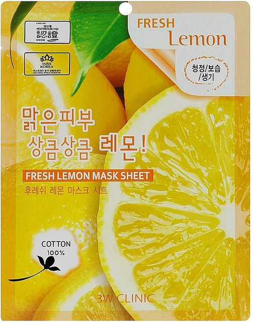 3w-Clinic Fresh Lemon Mask Sheet, Mattierende Gesichtsmaske, Vitamin C - Bild 1