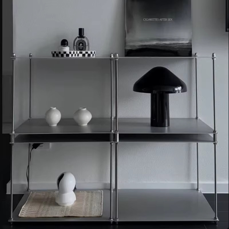 Modernes Aufbewahrungsschrank-Set von DUTRIEUX aus Metall für Wohnzimmer und Flur mit Türen und offenen Regalfächern - Bild 3