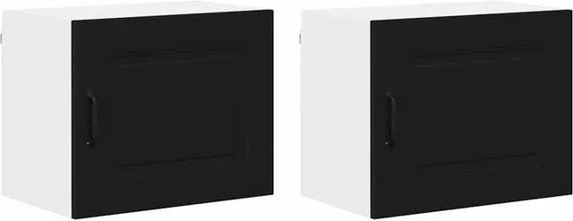 vidaXL Küchenwandschrank 2er-Set Schwarz Matt, Wandmontage mit Scharniertüren, B/T/H: 50 x 31 x 40 cm - Bild 1