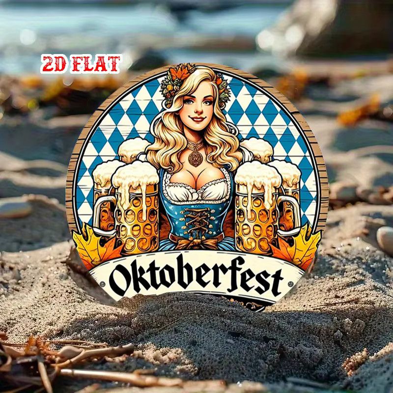 Potdemiel Metallwanddekoration Oktoberfest Biermädchen in Blau und Weiß - Bild 4