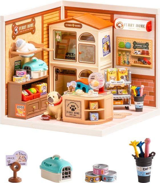 ROBOTIME Rolife Super Creator Series Furry Friends' Home Miniatur-Puppenhaus, Bastelset, ab 14 Jahren - Bild 1