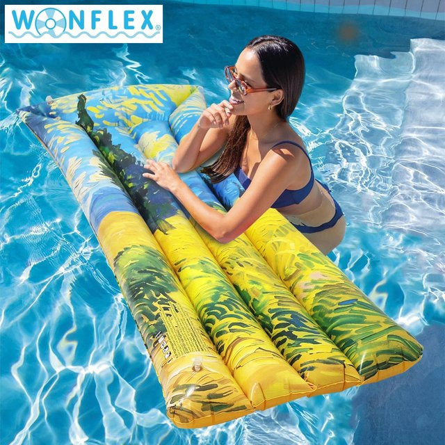 Wonflex Aufblasbare Poolliege mit Sternennacht-Kunstdruck, Große Schwimmmatte für Strand und Pool, Mehrfarbig - Bild 1
