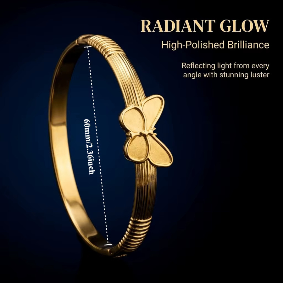 JP One Schnapparmband Edelstahl, Gold, Schmetterlingsarmreif, Damen, 60 mm - Bild 5