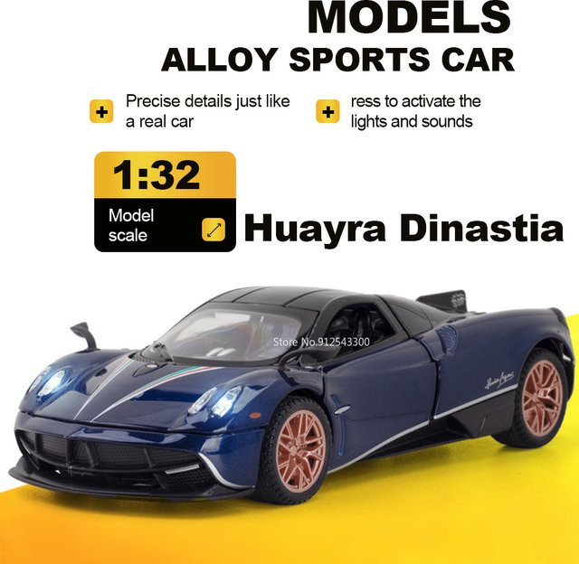 RMZ city Huayra Dinastia Huayra BC Automodell, 1:32, mit Licht und Sound, mit öffnenden Türen, Rückziehfunktion, Gummireifen - Bild 1