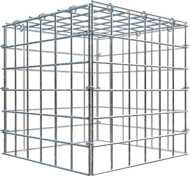 Gabiona C-Ring Anbaukorb Typ 3 in Silbergrau, Maschenweite 5 x 5 cm, B/T/H: 30 x 30 x 30 cm - Bild 1