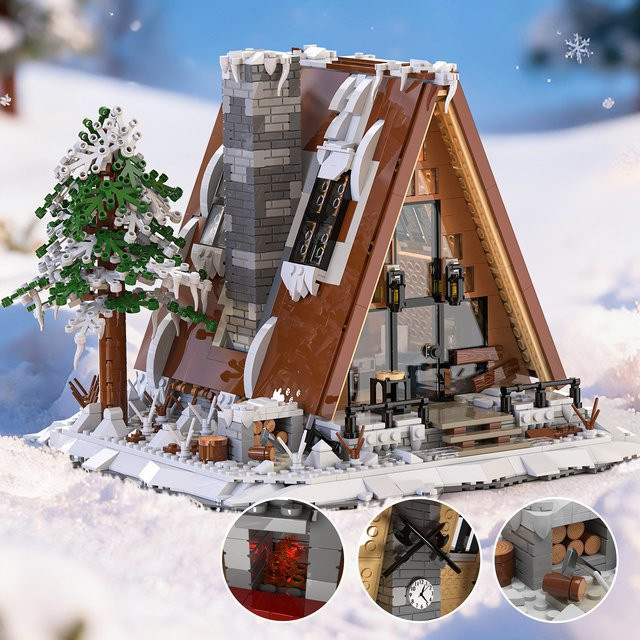 AMAZINGBLOKS Schneehaus-Bausteinset, 1508 Teile, Holz - Bild 1