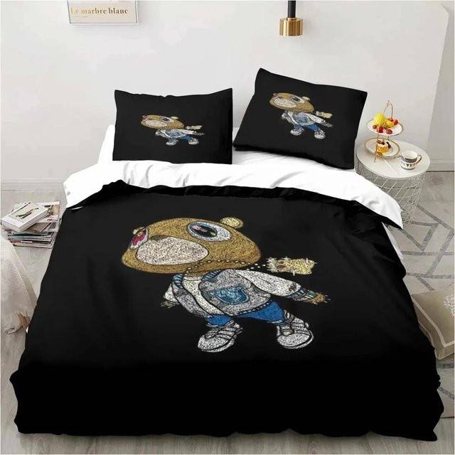 Bettwäsche Set Kanye West Rapper Kunst Design von Lodestar in Schwarz mit Deckenbezug und Kissenbezug, Breite: 70 cm, Länge: 133 cm - Bild 1