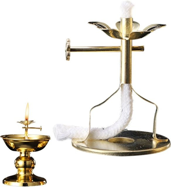 Fotang Messing-Lotus-Lampenkern in Gold als Buddha-Zubehör mit Docht und Docht-Halter - Bild 1
