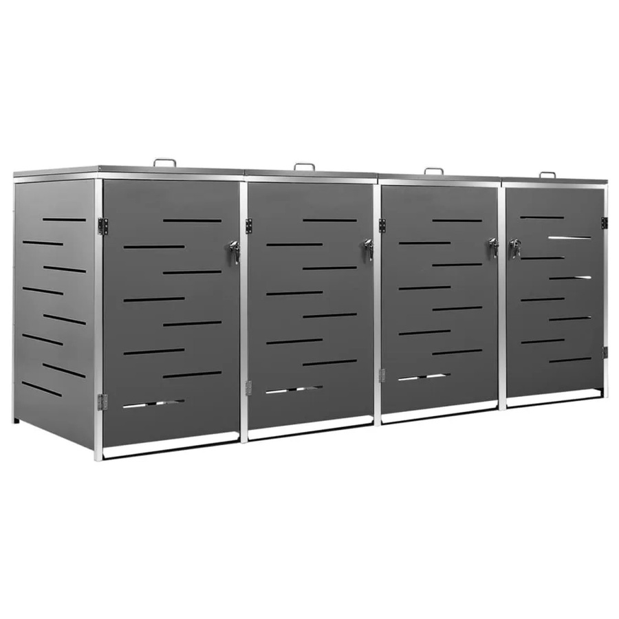 DELUKE Mülltonnenbox JAGU Mülltonnenverkleidung für 4 Tonnen (240L) aus Edelstahl in Anthrazit, B/T/H: 115,5 x 77,5 x 276,5 cm - Bild 2