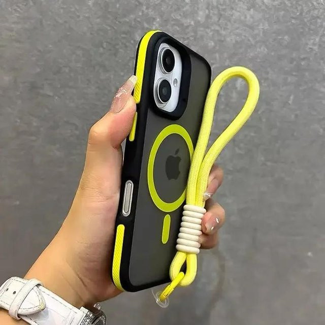 Matte magnetische Handyhülle mit Handgelenkband für Samsung Galaxy S25 S24 Ultra 5G S23 Plus S22 S24 Plus in Transparent und Schwarz - Bild 1