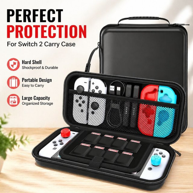 Nintendo Switch Hartschalen-Tragetasche Schutzhülle mit Trageriemen in Weiß - Bild 1