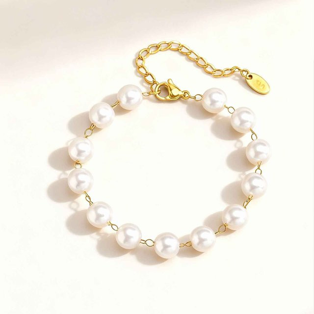 Myfresty Armband, Edelstahl, Perle, Gold, Damen - Bild 1