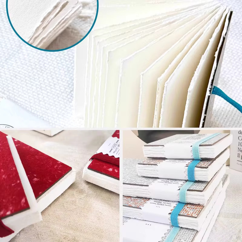 Emenne Aquarellpapier mit Büttenrand aus 100 % Baumwolle, 24 Blatt, 300 g, Weiß und Rot - Bild 5