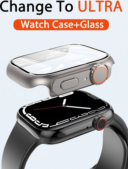 EIMO Abdeckung für Apple Watch, Glas + PC, Schwarz, Unisex - Bild 1